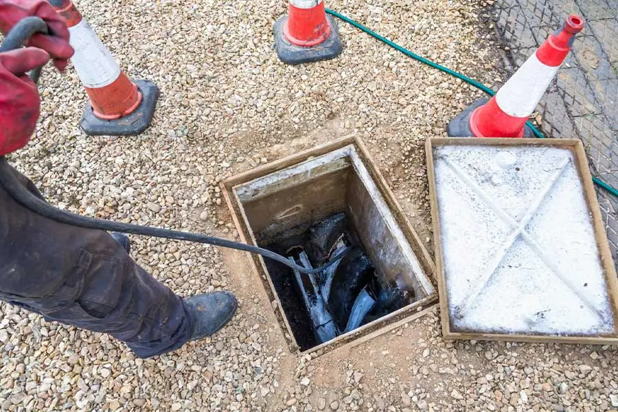 Underground drain being cleared