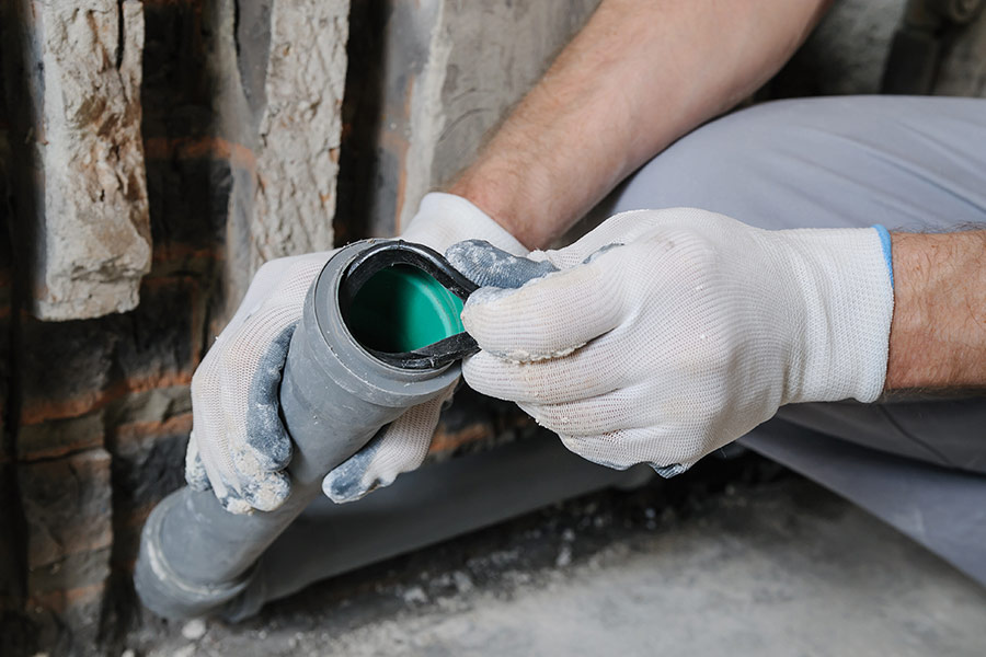 Installing Sewer Pipes Kitchen Apartment